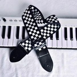 Junlego Ukulele Strap With Ukulele Capo And 10 Color Ukulele Picks Shoulder Strap for Ukulele or Small Size Guitar Length Adjustable (Black and white)