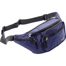 ProCase Large Bum Bag Belt Bag Waterproof Waist Bag for Men and Women Large Nylon Fanny Pack with 6 Zip Pockets for Travel Sports Hiking Jogging Dog Walking, navy