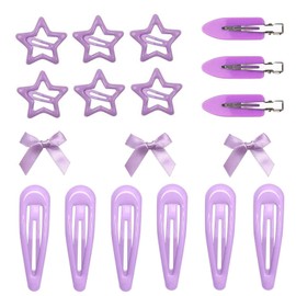 Hair Bows Mini Bowknot Hair Ribbon Hair Barrettes Metal Snap No Bend No Crease Hair Clips Cute Star Bow Hair Barrettes Accessories Set for Women Girls (Purple)