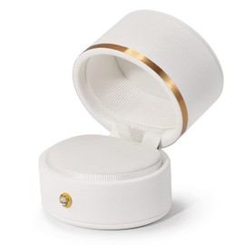 Oirlv Leather Ring Box Engagement Proposal Wedding Ring Gift Box Multifunctional Jewelry Case for Earring Necklace(White)