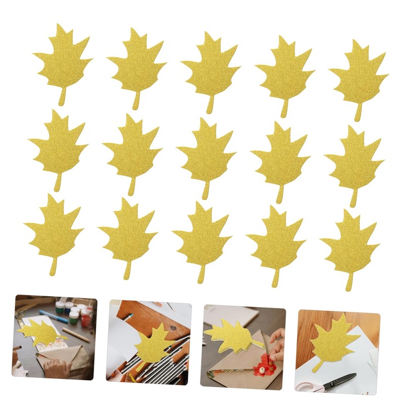 STOBOK 20pcs Glitter Maple Leaf Paper Cutouts for Fall Decor