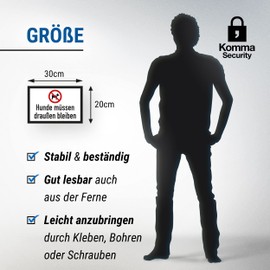 Komma Security Dogs must stay outside, dog sign, door sign, prohibition sign, dog prohibition sign, restaurants, shops, offices