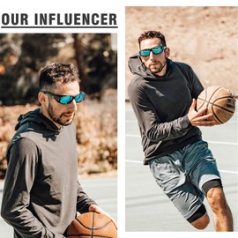 DUCO Wraparound Fitover Glasses Polarized Wear Over Sunglasses for Men Women UV Protection Sun Glasses Driving 8953 (L Size Black Frame Revo Blue Lens)