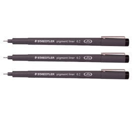 Staedtler 0.2 mm Pigment Liner Fineliner Sketching Drawing Drafting Pens Pack of 3