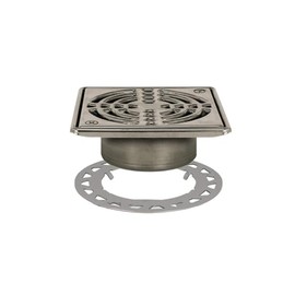 Schluter Kerdi-Drain Classic Shower Grate Kit with Integrated Slope Bonding Flange - Ideal for Tile Showers - 6" Grate Size, Square, Stainless Steel Grate Finish - KD6GRKE
