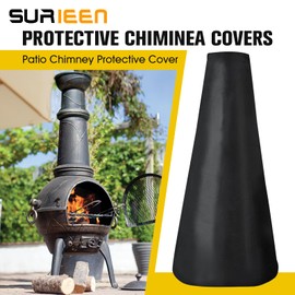 SURIEEN Patio Chiminea Cover, Fire Pit Heater Cover, Waterproof Outdoor Fire Pit Chimenea Rain Covers Dustproof Heater Cover for Veranda Garden Backyard Stove