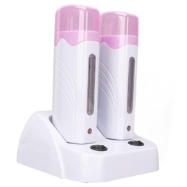 Calentador Depilatorio Doble con Cera de Gelatina, Kit de Rodillo de Cera Portátil, Cera Depilatoria para Depilación de Axilas y Bikini