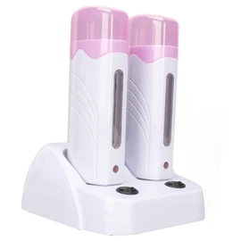 Calentador Depilatorio Doble con Cera de Gelatina, Kit de Rodillo de Cera Portátil, Cera Depilatoria para Depilación de Axilas y Bikini