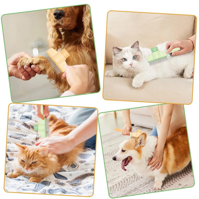 Pet Combs for Cats, Self-Cleaning Flea Comb for Dogs, Stainless