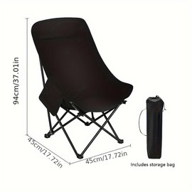 Portable Heavy - Duty Oversized Folding Camping Armchair - Comes with Side Cup Holder, Storage Bag. 2 Colors Available for Camping, Tailgate, Beach, and Sports Events Fathersdaygift:_black