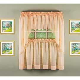 Today's Curtain Emelia Original Voile Tier Pair 36", Peach, 60"W x 36"L