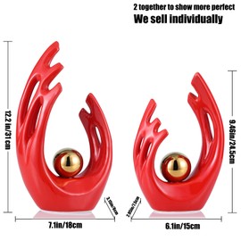 LCCCK 12'' h Red and Gold Abstract Art Ceramic Statue Sculpture, Home Modern Centerpiece Dinner Table, Kitchen, Bathroom Mantelpiece Coffee Table Office Entryway Aesthetic Decoration Big