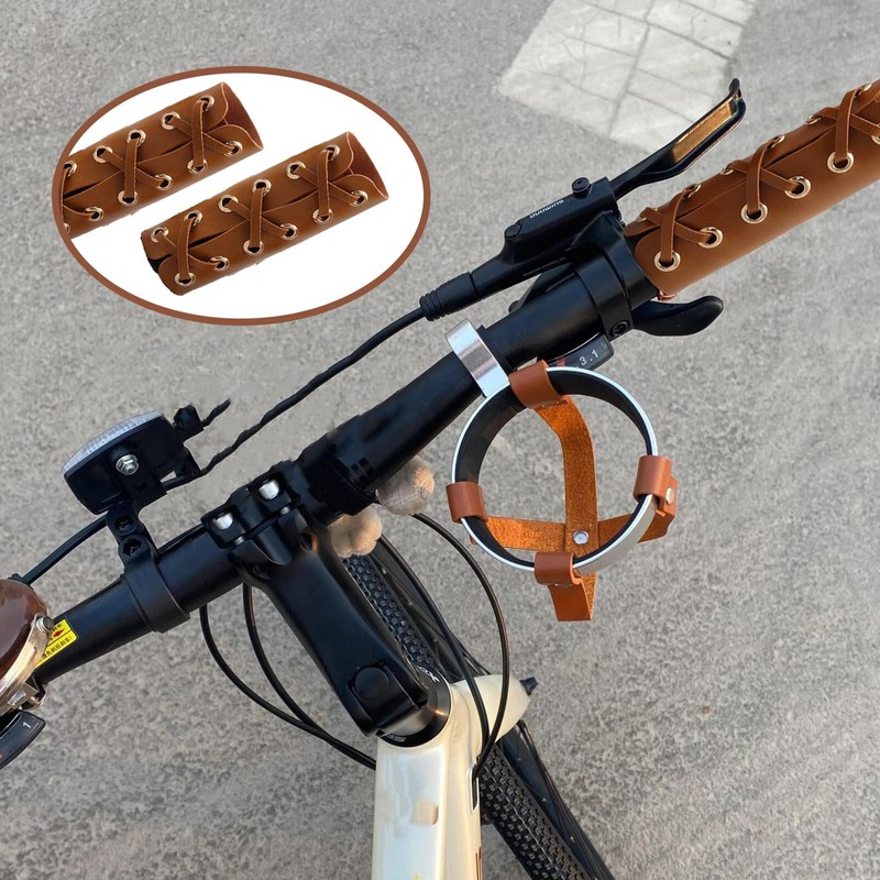 20 Pcs Leather Walking Stick Grip Kit, Leather Handlebar Grips