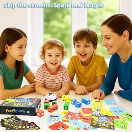 Wooden Face Changing Magic Cube Game, Expression Puzzle Building Blocks Pattern Matching Game, Educational Puzzles Toy Board Games for Kids and Adults
