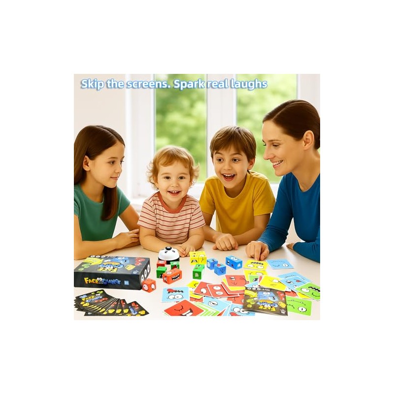 Wooden Face Changing Magic Cube Game, Expression Puzzle Building Blocks