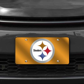 Rico Industries NFL Pittsburgh Steelers Yellow 12" x 6" Laser Cut Tag for Car/Truck/SUV - Automobile Décor