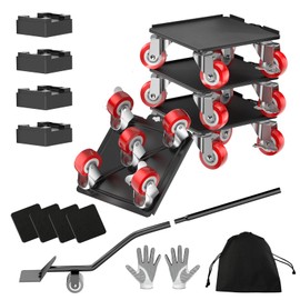 LOYAL TIGER 2000LBS Heavy Duty Furniture Dolly & Mover - 6.4" Carbon Steel Panel with 5X 360° Wheels, Non-Slip Sliders & Lifter for Sofa, Piano, Appliances (Red)