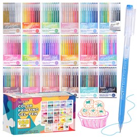 NICETY 168 Gel Pens for Coloring - Gel Pens Set 0.5mm Tip with 162 Shades (159 Colors + 3 White/3 Silver/3 Gold) for Professional Artists, Sketching & Journaling - Adults Craft Set