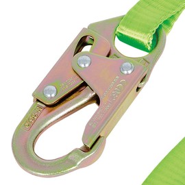 Peakworks Fall Protection Restraint Lanyard with Webbing and 2 Snap Hooks, 6 ft. Length, Green, V815406