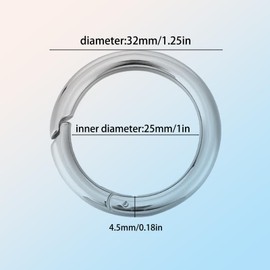8pcs Spring O Ring, Spring O Rings Snap zinc Alloy Round Carabiner Keyrings Four Sizes are Suitable for Bags, Key Rings, Wallets and Handbags.wurenji (Silver 25mm/1in)