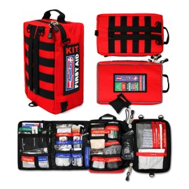 Rapid Care First Aid Kit – 300+ Piece Emergency Medical Kit with Bonus 95-Piece Travel Pack – Outdoor, Workplace, and Home Use – Color Coded & Labeled for Quick Access