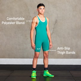 Elite Sports New Item Standard Wrestling Singlet, Small, Green