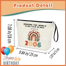 APAKUTA 20TH Birthday Gifts for Her 2006 Year Gifts Idea Women 20TH Birthday Decoration Makeup Bag 20-Year-Old Cosmetic Bag Organizer Zipper Pouch Gifts for Women Wife Aunt Friend