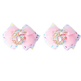Dmnnlp 2 Pcs Kids Hair Bows Clips Pink, 6th Birthday Decorations Hair Clips for Girls, Ice Cream Girl Bows for 6th Birthday Baby Girl Hair Accessories (6)