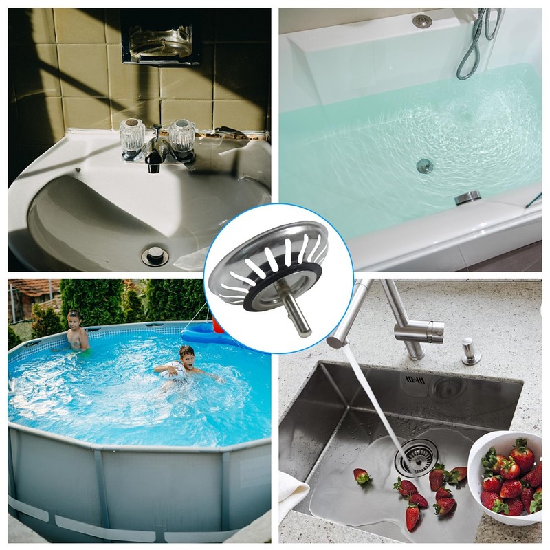 WQEDVN 5 PCS Sink Plug Seals, Black Rubber, 78-83mm, Universal