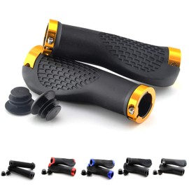 Universal Bicycle Grips, E-Bike Handlebar Grips Quad Grips ATV Bicycle Grip Rubbers 2 x 22 mm (Gold)