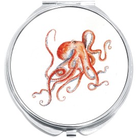NewCharms Orange Octopus Compact with Mirrors - Perfect for your Pocket or Purse