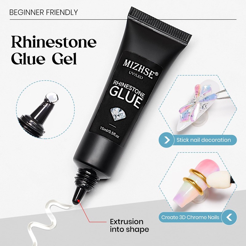 MIZHSE Solid Builder Nail Gel 3D Nail Gel and Rhinestone