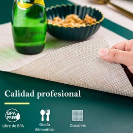 U Chef Juego de 6 Manteles Individuales para Mesa y Comedor, Lavables para Interiores y Exteriores, Manteles Antideslizantes para el Hogar, Restaurante, Cocina, Hotel, Cafetería (Beige Claro)