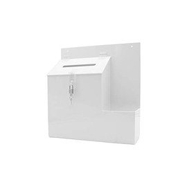 Marketing Holders 13âW White Ballot Box Wall Mount with Locking Top and TriFold Value Pack of 2 Premium Multi Slot Brochure Pamphlet Attachment Holder Church Organizations Fundraisers Business Forms