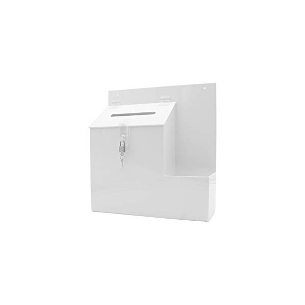 Marketing Holders 13âW White Ballot Box Wall Mount with Locking