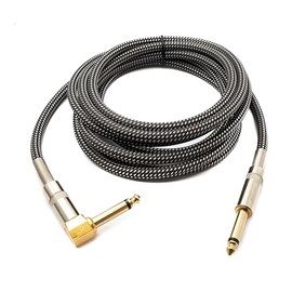 System-S Audio Cable 3 m 6.35 mm Jack Male to Male Angle Nylon Braided Kink Protection AUX Adapter