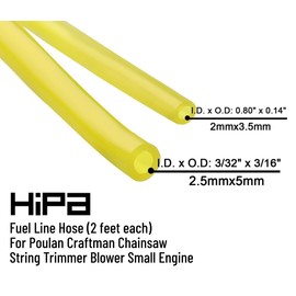 HIPA Fuel Line Hose 3/32" X 3/16" 0.08" X 0.14" + Fuel Filter 530069216 530069247 for Poulan Craftman Sting Trimmer Chainsaw Blower Weedeater (2 feet each)