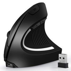 Rabbitstorm Mouse Inalámbrico, Ratón Inalámbrico Ergonómico Recargable, Ratón Vertical Óptico USB 2.4G con 3 Niveles dpi 800/1200/1600 Ajustables, 6 Botones para Computadora Portátil, PC, MacBook