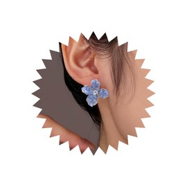 Atentuyi Wedding Flower Crystal Stud Earrings Silver Petal Cz Earrings Sparkly Rhinestone Floral Earrings Bridal Cluster Flower Earrings Jewelry for Women and Girls