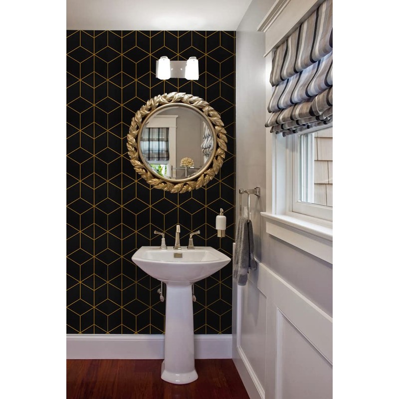 Safiyya 393"x17.7" Peel and Stick Wallpaper Gold and Black Contact