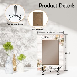 yutogan Engagement Picture Frame, Wedding Engagement Gifts for Newlyweds Couples, Wedding Engaged Photo Frame Table Decor 4x6 -TJ15