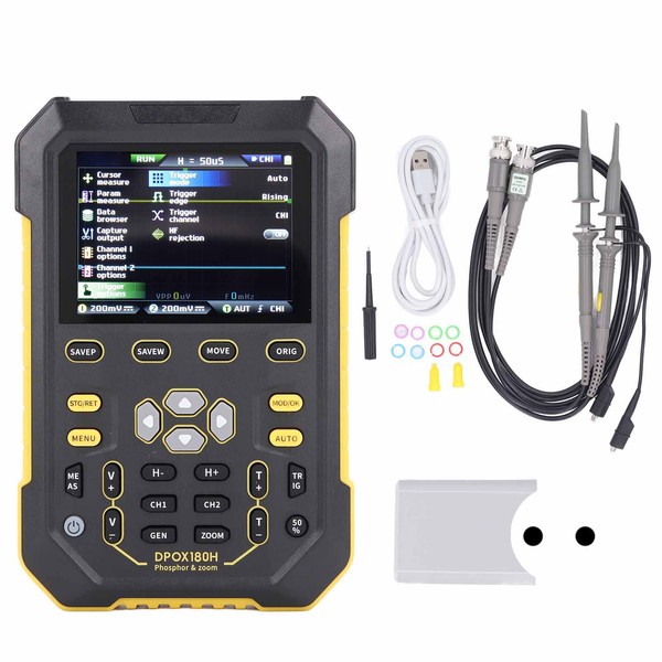 Digital Phospher Oscilloscope 2 Channels 180MHz Bandwidth Handheld Oscilloscope with