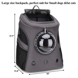 LOLLIMEOW Large Pet Carrier Backpack, Bubble Backpack Carrier for Fat Cats and Puppies,Airline-Approved(Grey)