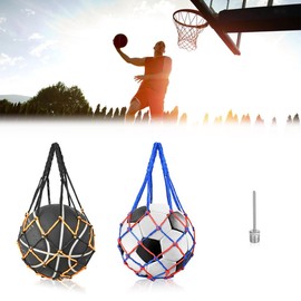 KARELLS Ball Net Sports Ball, Basketball Net Bag, Pack of 2 Ball Net Bag, Portable, Portable Ball Net, Nylon Net Bag, Ball Net for Football, Ball Net Bag, Sports Ball Net