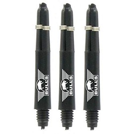 Bull ́S Nylon Shaft Printed with Bulls Logo Darts Shafts with Aluminium Ring, black, Medium - 48mm