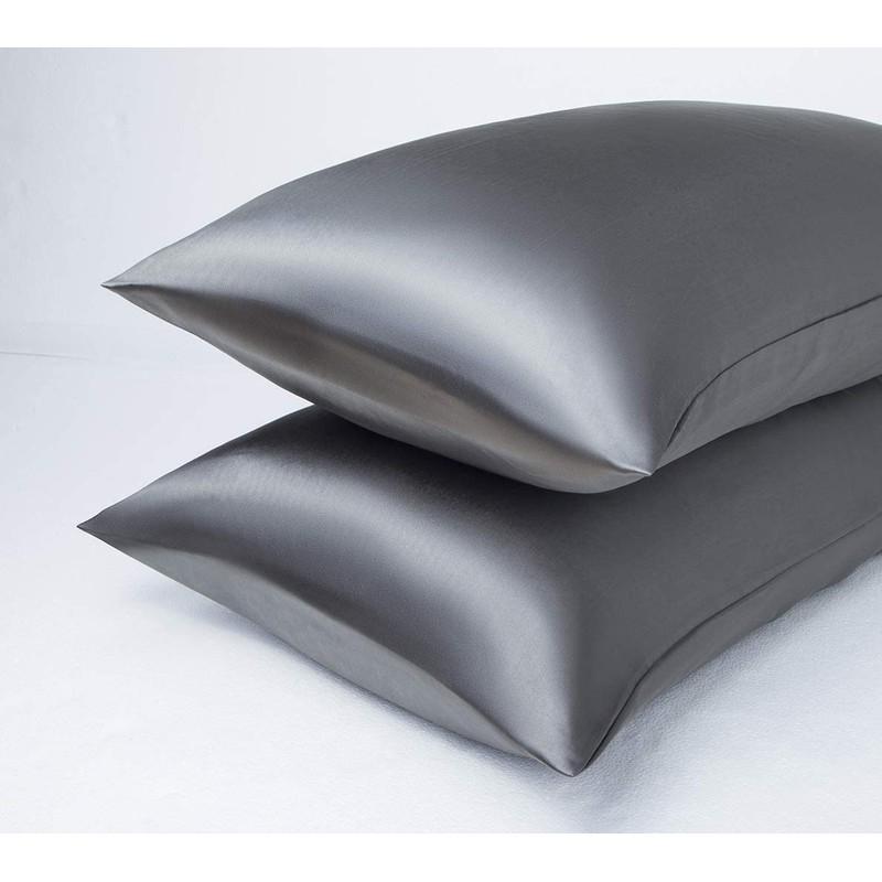 Satin Pillow Cases 2 Pack - Dark Gray Pillowcase for