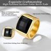 Bestyle Thick Men Gold Ring-15mm*15mm Black Onyx Gemstone Ring-Chunky Cool