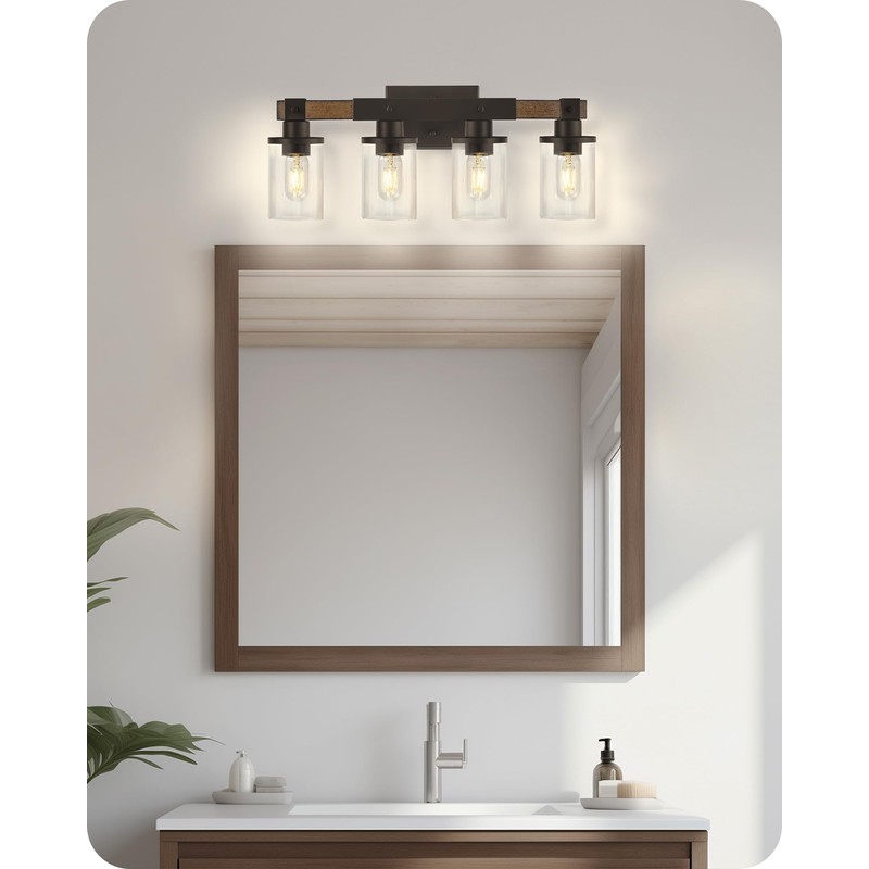 GOEBLESON 4-Light Bathroom Light Fixture, Farmhouse Vanity Lights for Bathroom