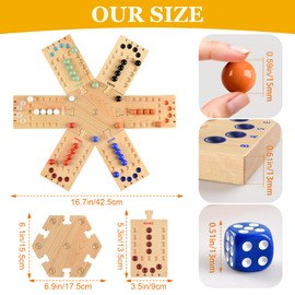 Deeper Holes & Larger Marbles Original Wooden Aggravation Board Game, Portable for 2-6 Players, Wahoo Game with 36 Marbles & 12 Dice for Family, Friends, Party, Travel, and Camping