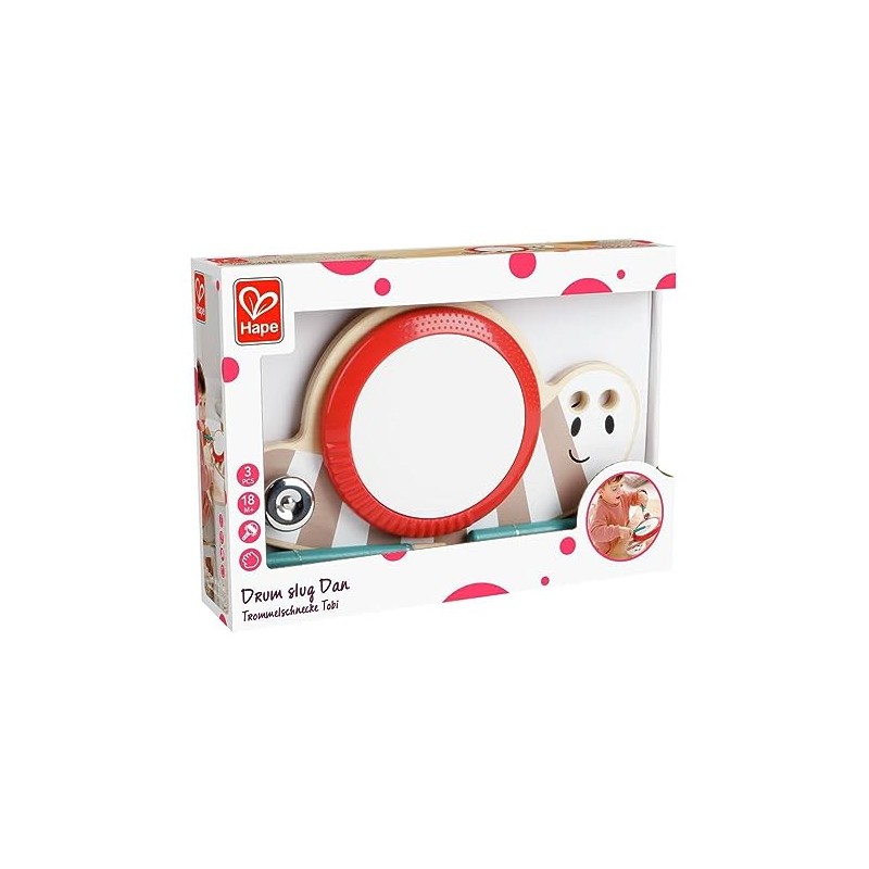Hape Drum Slug Dan Musical Wooden Toy Preschool 18m +